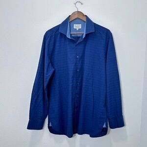 Ted Baker Endurance Blue Checkered Dress Shirt Button Down Size 17 34/35